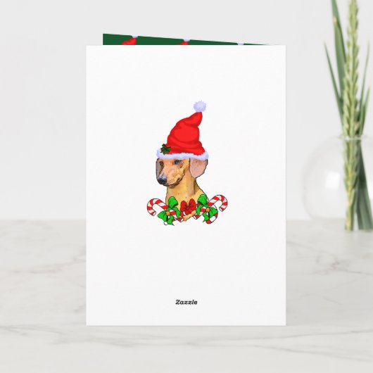 Kerstmis in Santa Dachshund Feestdagen Kaart (Achterkant)