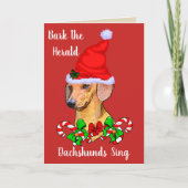 Kerstmis in Santa Dachshund Feestdagen Kaart (Voorkant)