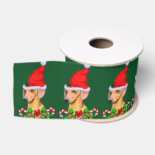 Kerstmis in Santa Dachshund Grosgrain Lint