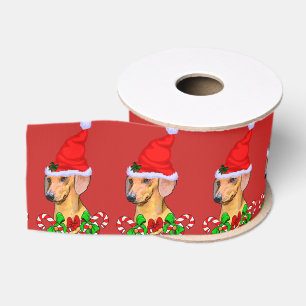 Kerstmis in Santa Dachshund Grosgrain Lint