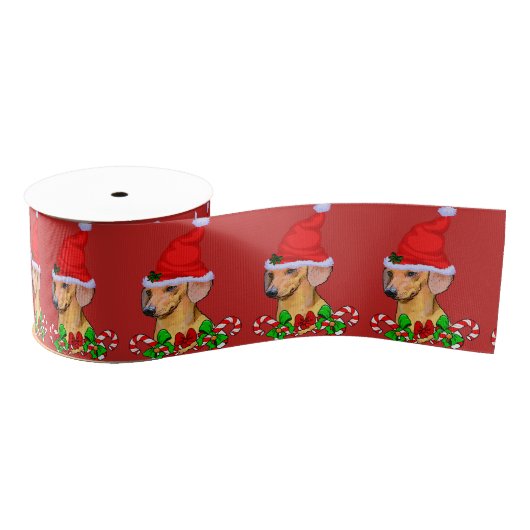 Kerstmis in Santa Dachshund Grosgrain Lint (Spoel)