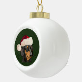 Kerstmis in Santa Dachshund Keramische Bal Ornament (Rechts)
