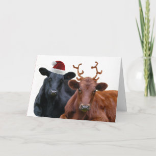 Kerstmis in Santa Hat en Antlers Holiday Ca Feestdagen Kaart