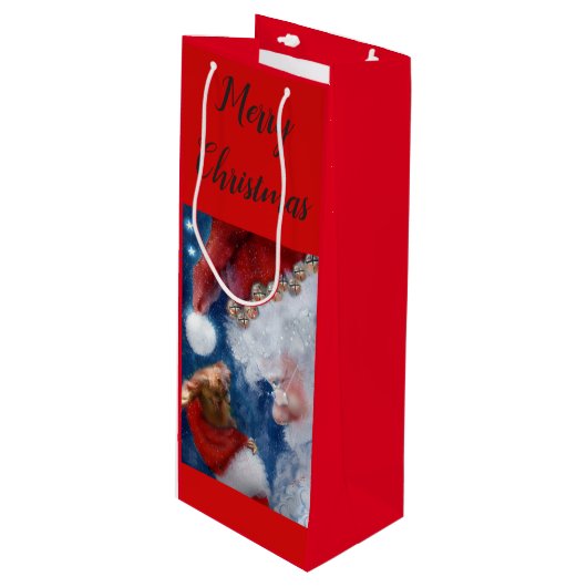 Kerstmis in Santa Orangutan Wijn Cadeautas (Voorkant Gekanteld)