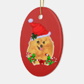 Kerstmis in Santa Pomeranian Keramisch Ornament (Links)