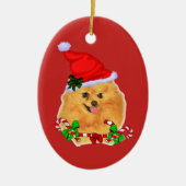 Kerstmis in Santa Pomeranian Keramisch Ornament (Voorkant)