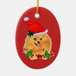 Kerstmis in Santa Pomeranian Keramisch Ornament
