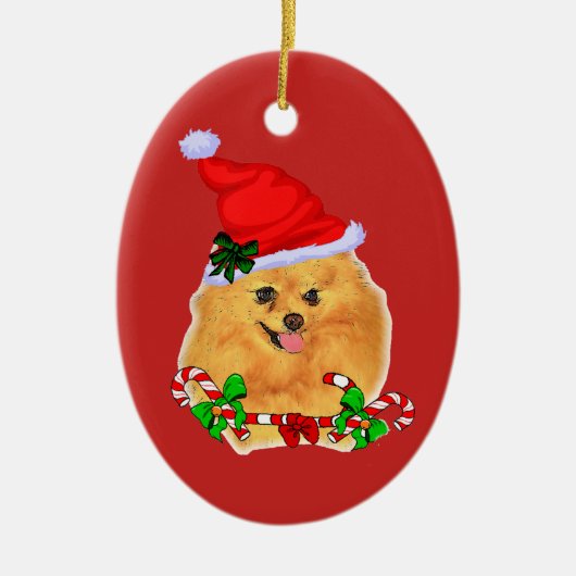 Kerstmis in Santa Pomeranian Keramisch Ornament (Voorkant)