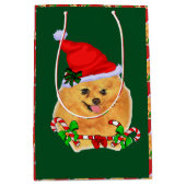 Kerstmis in Santa Pomeranian Medium Cadeauzakje (Voorkant)