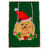 Kerstmis in Santa Pomeranian Medium Cadeauzakje (Achterkant)