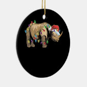 Kerstmis in Santa Rhino Rhino Rhino Keramisch Ornament (Rechts)