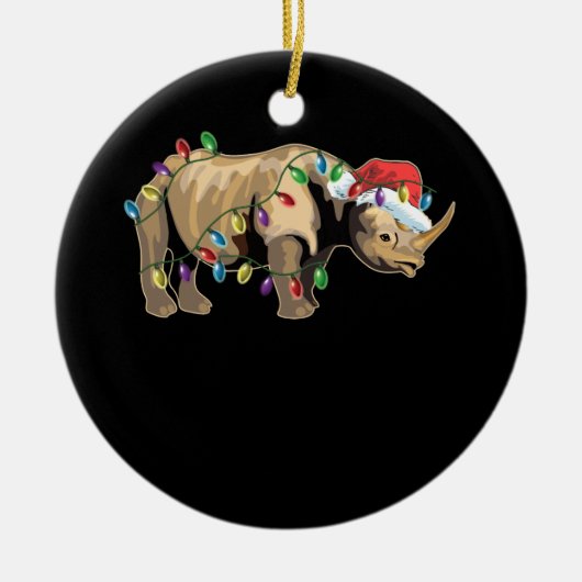 Kerstmis in Santa Rhino Rhino Rhino Keramisch Ornament (Voorkant)