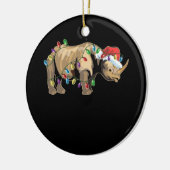Kerstmis in Santa Rhino Rhino Rhino Keramisch Ornament (Links)