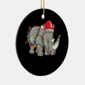 Kerstmis in Santa Rhino Rhino Rhino Keramisch Ornament (Rechts)