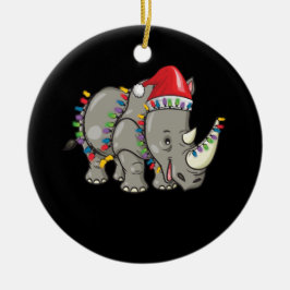 Kerstmis in Santa Rhino Rhino Rhino Keramisch Ornament