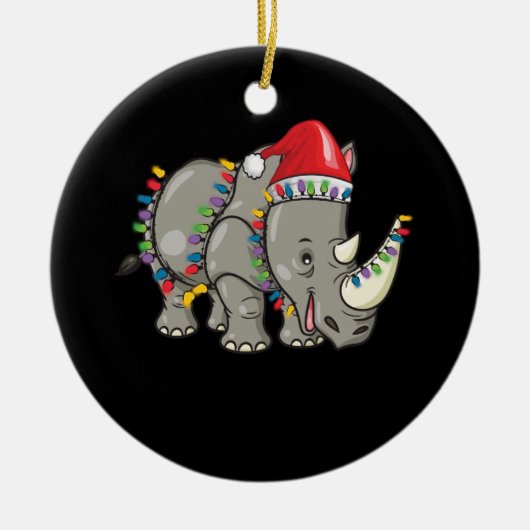 Kerstmis in Santa Rhino Rhino Rhino Keramisch Ornament (Voorkant)