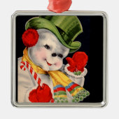  Kerstmis in Santa Snowman Metalen Ornament (Voorkant)