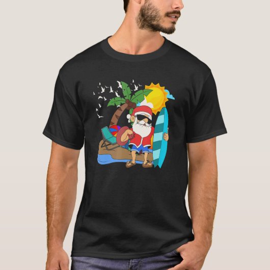 Kerstmis in Santa Surfing Hawaii Summer T-shirt (Voorkant)