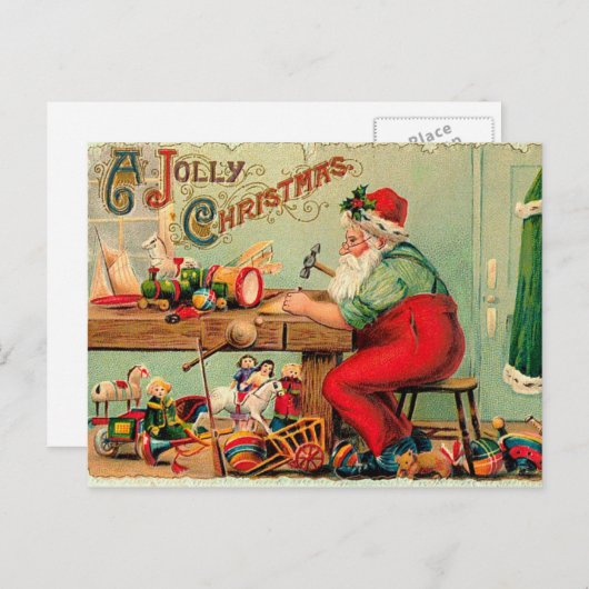 Kerstmis in Santa's Workshop Feestdagenkaart (Voorkant / Achterkant)