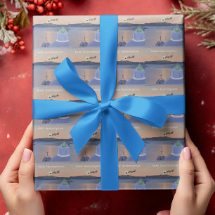 Kerstmis in Santorini, Griekenland met Sinterklaas Cadeaupapier