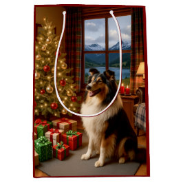Kerstmis in Schotland Collie Vakantie  Medium Cadeauzakje