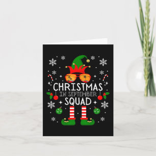 Kerstmis in september squad kostuum elf zonnebril kaart