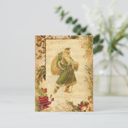 Kerstmis in sneeuw met Rozen en muziek Briefkaart (Staand voorkant)