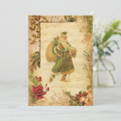 Kerstmis in sneeuw met Rozen en muziek Feestdagenkaart (Staand voorkant)