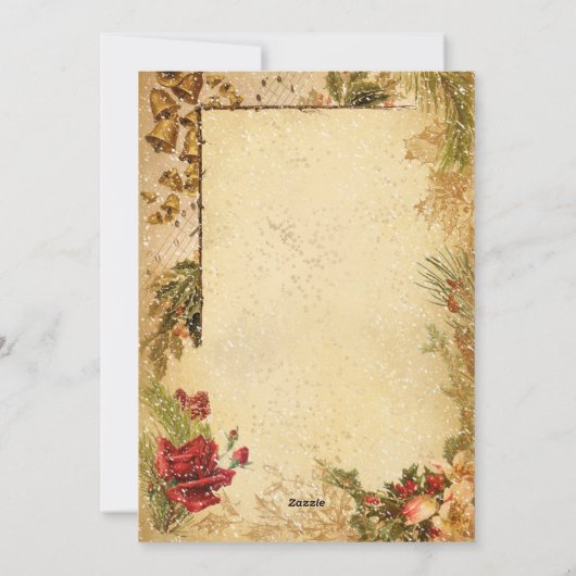 Kerstmis in sneeuw met Rozen en muziek Feestdagenkaart (Achterkant)