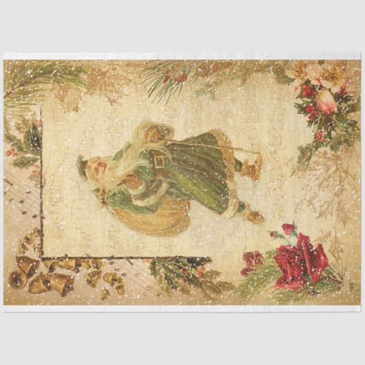 Kerstmis in sneeuw met Rozen en muziek Tissuepapier (Voorkant)