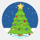 Kerstmis in sneeuw ronde sticker (Voorkant)