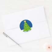Kerstmis in sneeuw ronde sticker (Envelop)