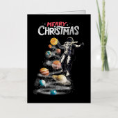 Kerstmis in Space Solar System Astronaut Folie Wenskaart (Voorkant)