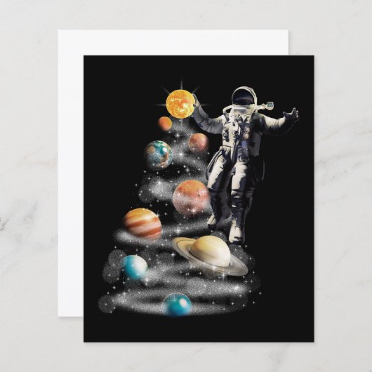 Kerstmis in Space Solar System Astronaut Invitati (Voorkant / Achterkant)