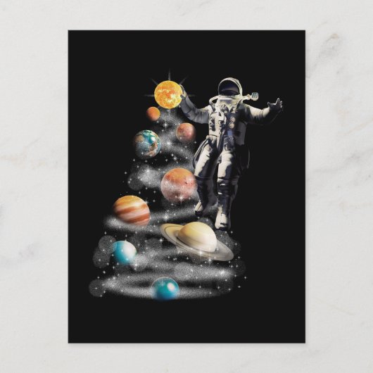 Kerstmis in Space Solar System Astronaut Invitati Briefkaart (Voorkant)
