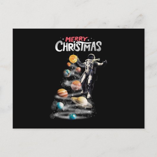 Kerstmis in Space Solar System Astronaut Invitati Briefkaart (Voorkant)