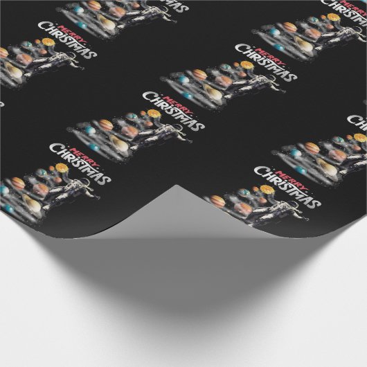 Kerstmis in Space Solar System Astronaut Invitati Cadeaupapier (Hoek)