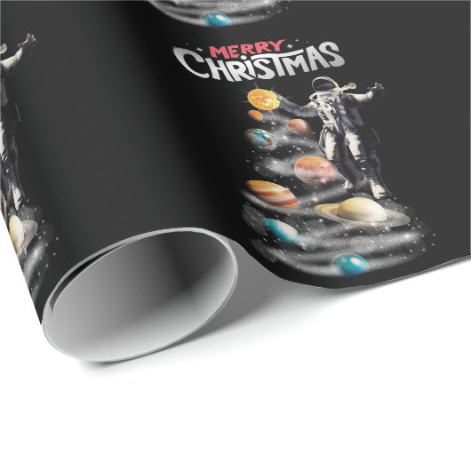 Kerstmis in Space Solar System Astronaut Invitati Cadeaupapier (Rol Hoek)