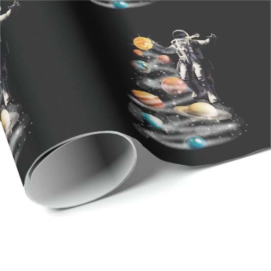 Kerstmis in Space Solar System Astronaut Invitati Cadeaupapier (Rol Hoek)