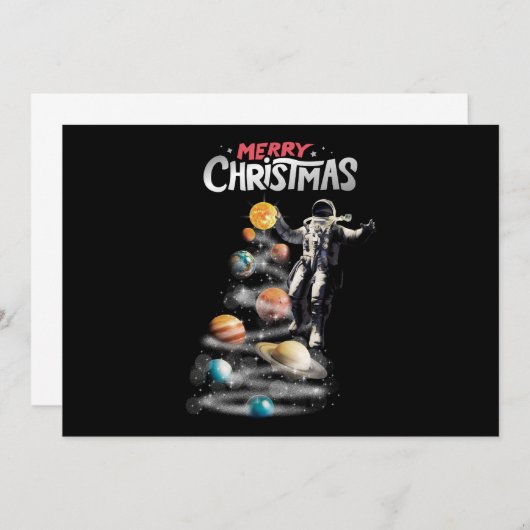 Kerstmis in Space Solar System Astronaut Invitati Kaart (Voorkant / Achterkant)
