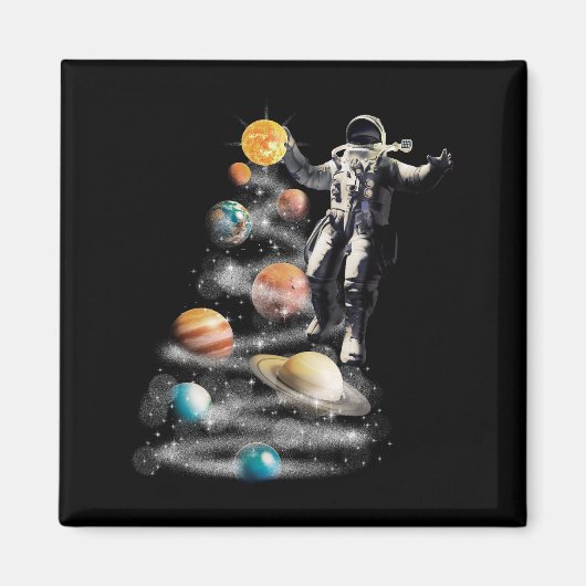 Kerstmis in Space Solar System Astronaut Invitati Magneet (Voorkant)