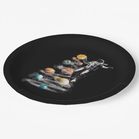 Kerstmis in Space Solar System Astronaut Invitati Papieren Bordje (Gekanteld)