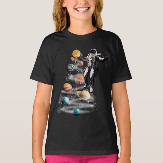 Kerstmis in Space Solar System Astronaut Invitati T-shirt (Voorkant)