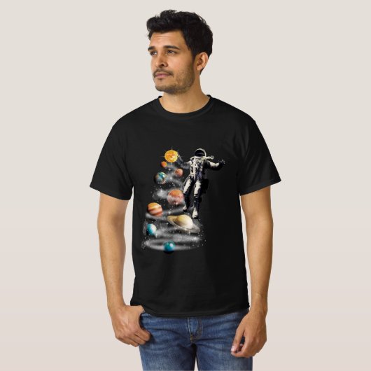 Kerstmis in Space Solar System Astronaut Invitati T-shirt (Voorkant volledig)