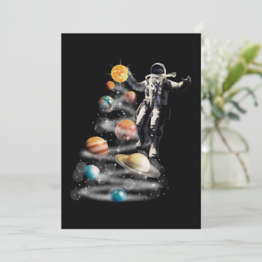 Kerstmis in Space Solar System Astronaut Kaart (Staand voorkant)