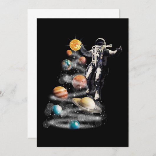 Kerstmis in Space Solar System Astronaut Kaart (Voorkant / Achterkant)