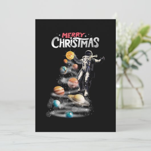 Kerstmis in Space Solar System Astronaut Kaart (Staand voorkant)