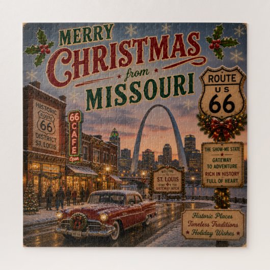 Kerstmis in St. Louis op de Mother Road Legpuzzel (Verticaal)