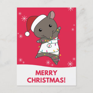 Kerstmis in Tapire Winter Animals Holiday Post Feestdagenkaart