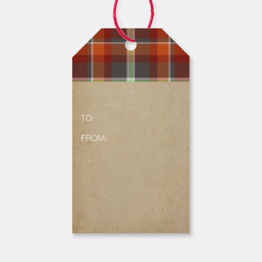 Kerstmis in Tartanjestand Paprika en Slate ID209 Cadeaulabel (Achterkant)